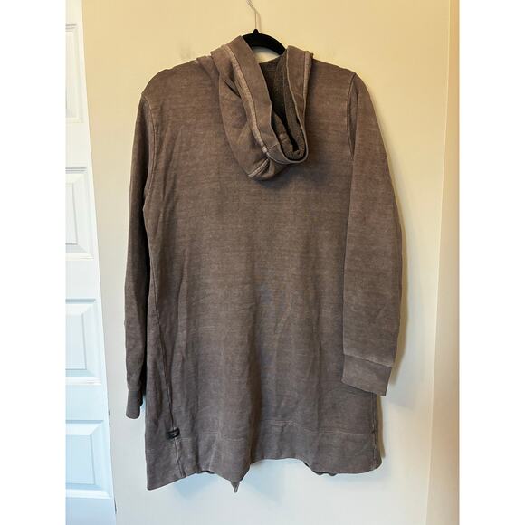 Toad & Co. Women's Epique Cardigan Open Front Longline Hooded Brown Size Large - Picture 2 of 5